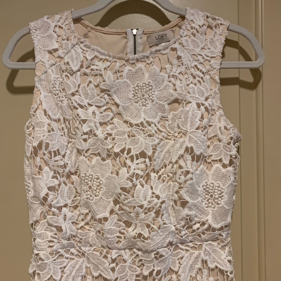 LOFT cream/nude lace overlay dress - Picture 2 of 13